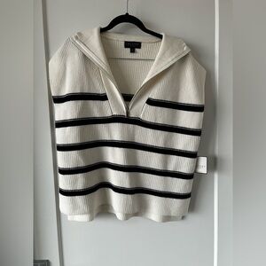 Laundry By Shelli Segal White and Black V-Neck Sweater